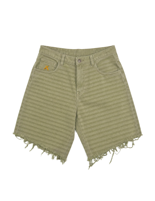 Denim Green Striped Short W