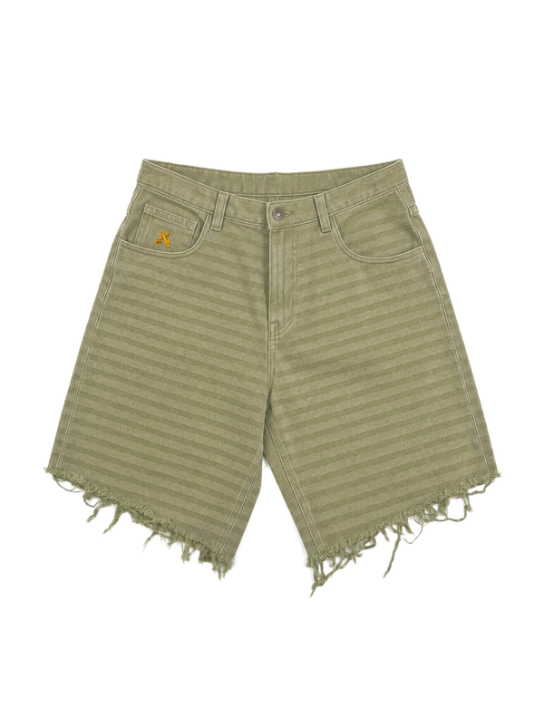 Denim Green Striped Short W